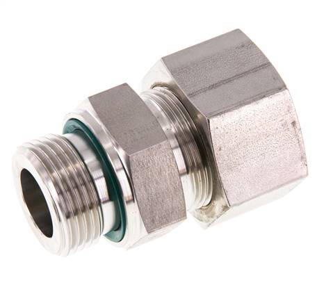 G 1'' Macho x 25S Racor de compresión recto de acero inoxidable con junta FKM 400 Bar DIN 2353