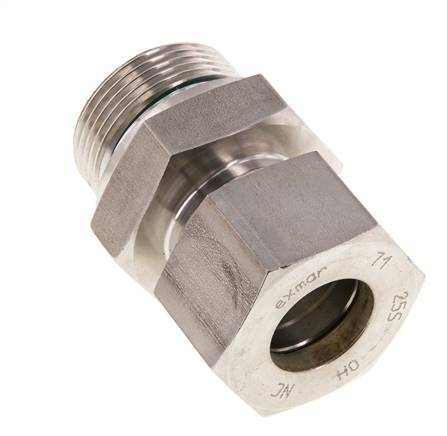 G 1 1/4'' Macho x 25S Racor de compresión recto de acero inoxidable con junta FKM 400 Bar DIN 2353