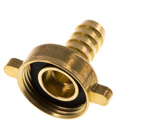 G 1'' x 13mm Brass Hose barb with NBR Seal and Wing Nut 16 Bar [2 Pieces]