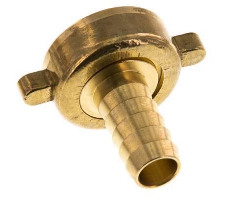 G 1'' x 13mm Brass Hose barb with NBR Seal and Wing Nut 16 Bar [2 Pieces]