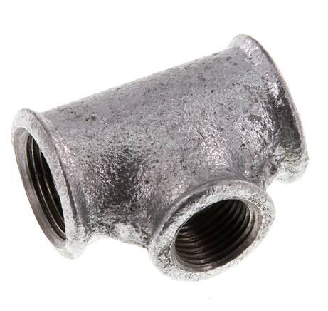 Rp 3/4'' x Rp 1/2'' Zinc plated Cast iron Tee 25 Bar [2 Pieces]