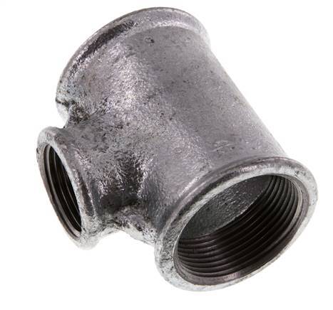 Rp 1 1/2'' x Rp 1'' T de hierro fundido galvanizado 25 Bar