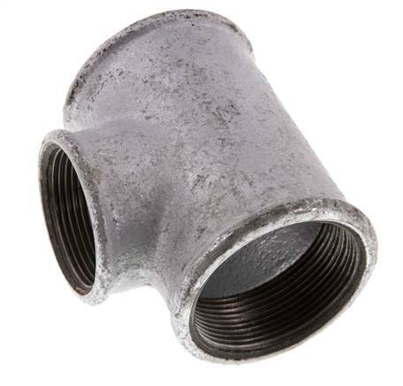 Rp 2'' x Rp 1 1/2'' T de hierro fundido galvanizado 25 Bar