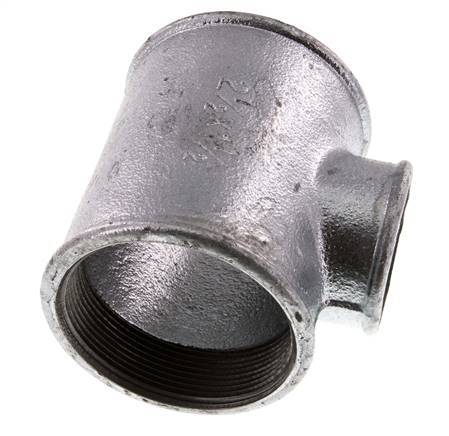 Rp 2 1/2'' x Rp 1 1/2'' T de hierro fundido galvanizado 25 Bar