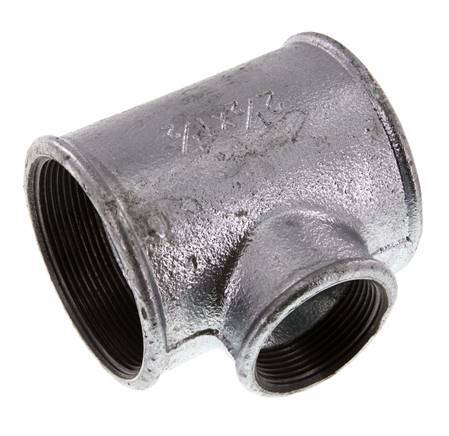 Rp 2 1/2'' x Rp 1 1/2'' T de hierro fundido galvanizado 25 Bar