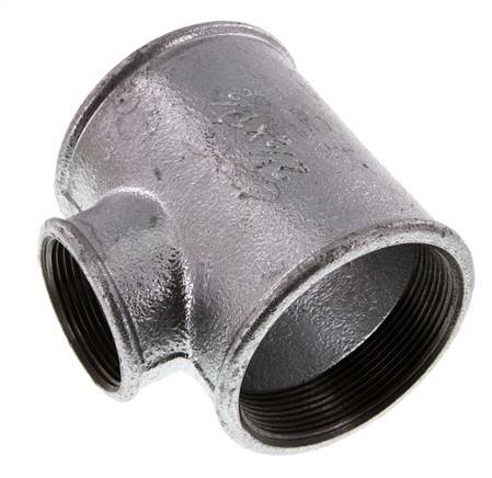 Rp 2 1/2'' x Rp 1 1/2'' T de hierro fundido galvanizado 25 Bar