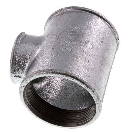 Rp 2 1/2'' x Rp 1 1/2'' T de hierro fundido galvanizado 25 Bar