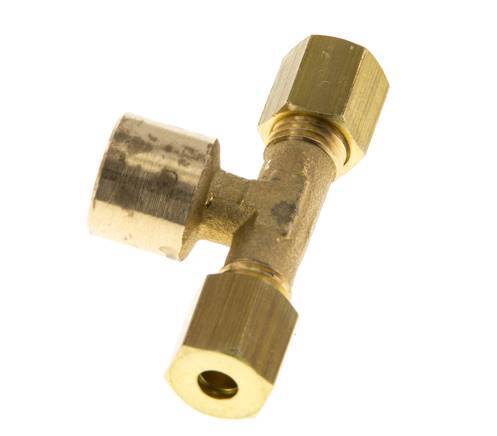 G 1/8'' x 4mm Accesorio de compresión en T de latón 150 Bar DIN EN 1254-2