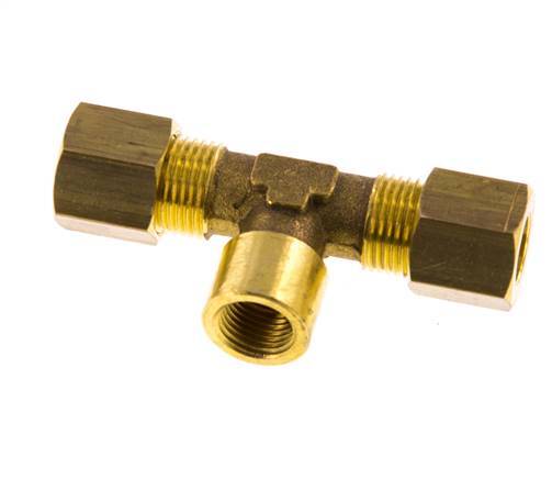 G 1/8'' x 8mm Accesorio de compresión en T de latón 135 Bar DIN EN 1254-2