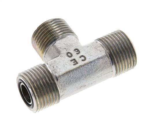 UN 13/16''-16 Male Zincated Steel Tee ORFS 630 Bar - Hydraulic