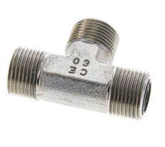 UN 13/16''-16 Male Zincated Steel Tee ORFS 630 Bar - Hydraulic