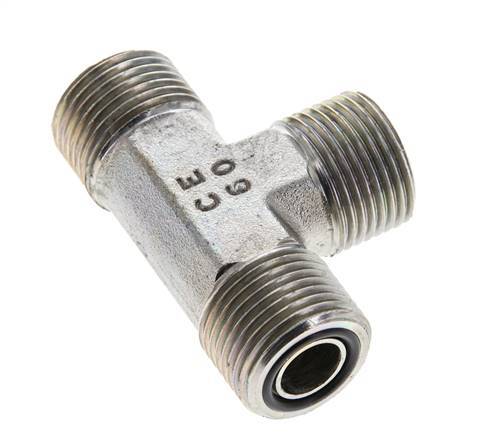 UN 13/16''-16 Male Zincated Steel Tee ORFS 630 Bar - Hydraulic