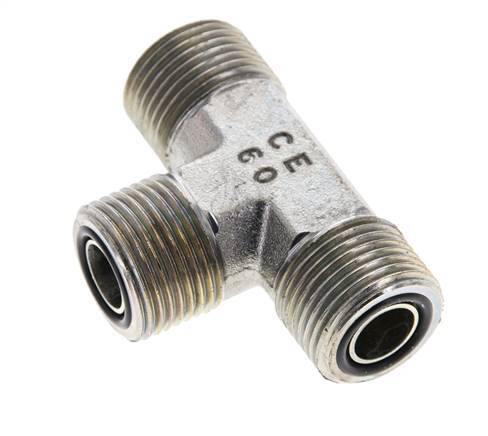 UN 13/16''-16 Male Zincated Steel Tee ORFS 630 Bar - Hydraulic