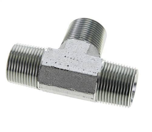 tee de acero galvanizado de 1'' NPT macho 140 Bar - Hidráulico