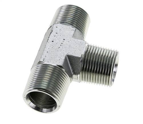 tee de acero galvanizado de 1'' NPT macho 140 Bar - Hidráulico