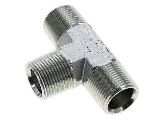 tee de acero galvanizado de 1'' NPT macho 140 Bar - Hidráulico