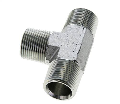 tee de acero galvanizado de 1'' NPT macho 140 Bar - Hidráulico