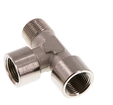 R 3/8'' x G 3/8'' M/F Nickel plated Brass Tee 16 Bar [2 Pieces]