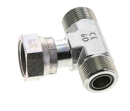 UN 1-3/16''-12 M/F T de acero galvanizado ORFS con tuerca de unión 400 Bar - Hidráulico