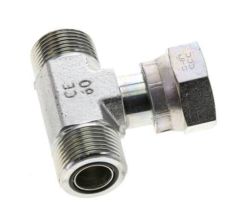 UN 1-3/16''-12 M/F T de acero galvanizado ORFS con tuerca de unión 400 Bar - Hidráulico