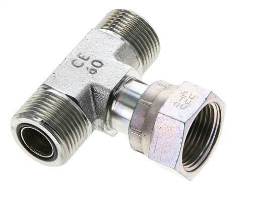 UN 1-3/16''-12 M/F T de acero galvanizado ORFS con tuerca de unión 400 Bar - Hidráulico