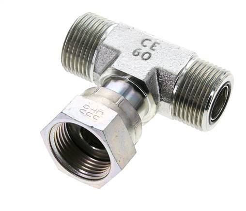 UN 1-3/16''-12 M/F T de acero galvanizado ORFS con tuerca de unión 400 Bar - Hidráulico