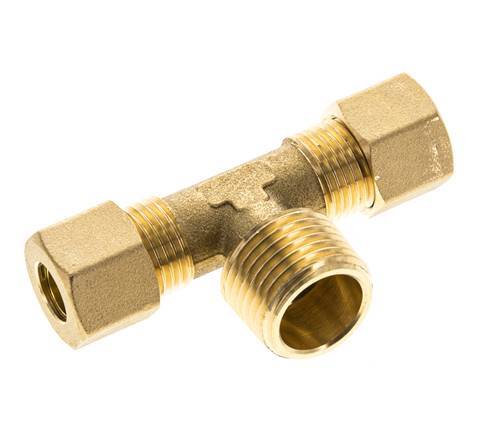R 1/2'' Macho x 10mm Racor de compresión en T de latón 95 Bar DIN EN 1254-2