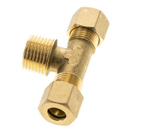 R 1/2'' Macho x 10mm Racor de compresión en T de latón 95 Bar DIN EN 1254-2