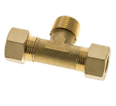 R 1/2'' Macho x 14mm Racor de compresión en T de latón 89 Bar DIN EN 1254-2