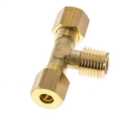 R 1/4'' Macho x 6mm Racor de compresión en T de latón 150 Bar DIN EN 1254-2