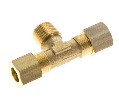 R 1/4'' Macho x 8mm Racor de compresión en T de latón 135 Bar DIN EN 1254-2