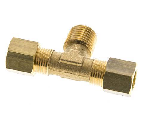 R 1/4'' Macho x 8mm Racor de compresión en T de latón 135 Bar DIN EN 1254-2