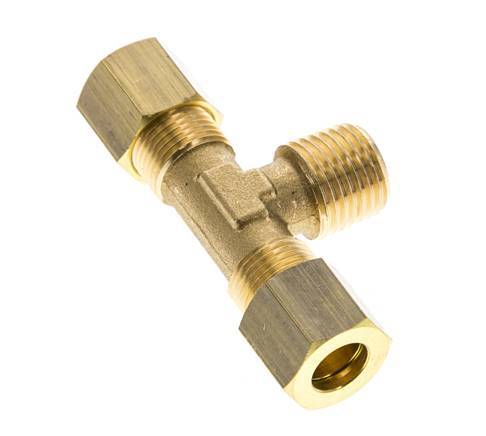 R 1/4'' Macho x 8mm Racor de compresión en T de latón 135 Bar DIN EN 1254-2