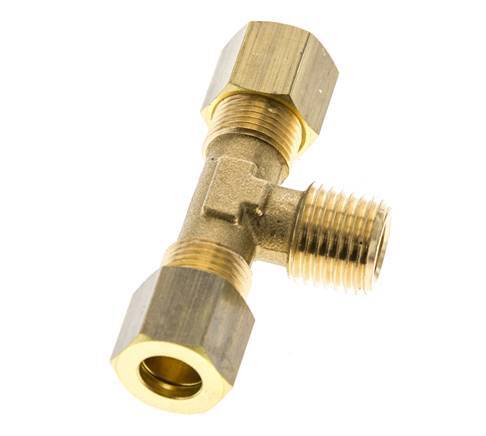 R 1/4'' Macho x 8mm Racor de compresión en T de latón 135 Bar DIN EN 1254-2