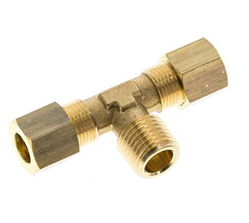 R 1/4'' Macho x 8mm Racor de compresión en T de latón 135 Bar DIN EN 1254-2