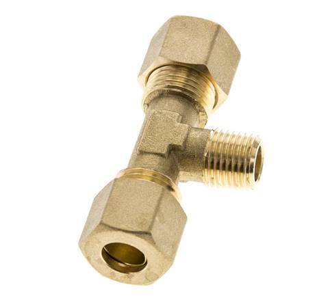 R 1/4'' Macho x 10mm Racor de compresión en T de latón 95 Bar DIN EN 1254-2
