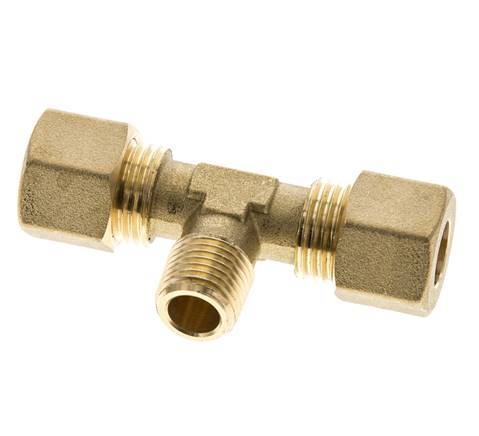 R 1/4'' Macho x 10mm Racor de compresión en T de latón 95 Bar DIN EN 1254-2