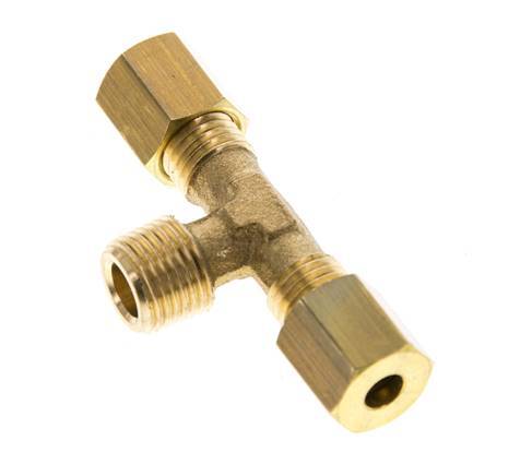 R 1/8'' Macho x 4mm Racor de compresión en T de latón 150 Bar DIN EN 1254-2