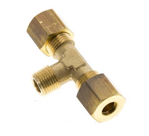 R 1/8'' Macho x 6mm Racor de compresión en T de latón 150 Bar DIN EN 1254-2