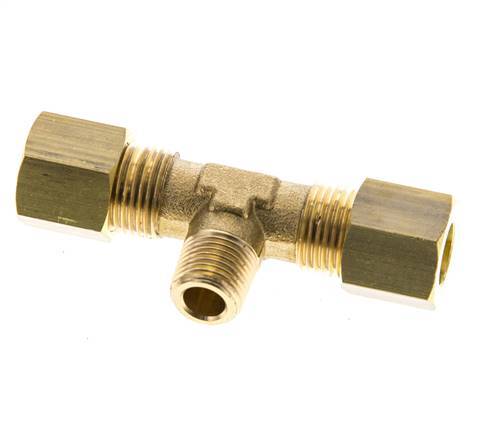 R 1/8'' Macho x 8mm Racor de compresión en T de latón 135 Bar DIN EN 1254-2
