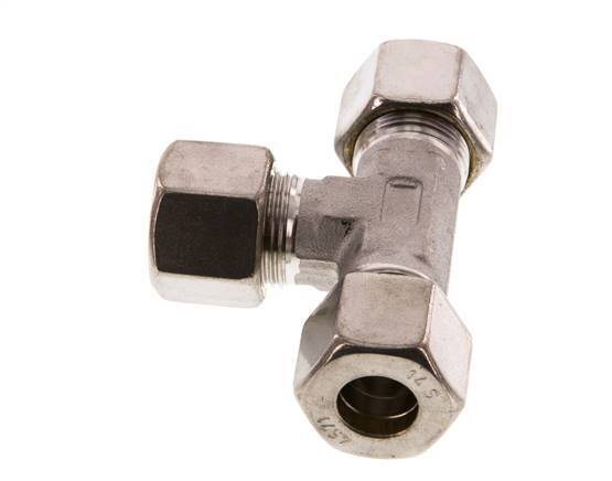 accesorio de compresión en T de acero inoxidable 14S 630 Bar DIN 2353