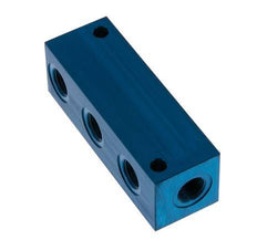 4xG 1/4'' Bloque distribuidor de aluminio de una cara 16 Bar