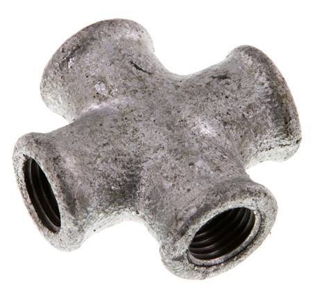 Rp 1/4'' Female Zinc plated Cast iron Cross 25 Bar [2 Pieces]