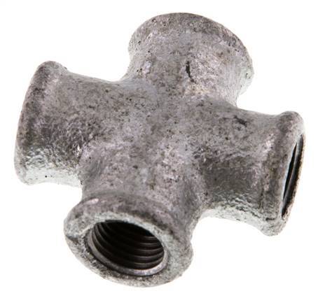 Rp 1/4'' Female Zinc plated Cast iron Cross 25 Bar [2 Pieces]