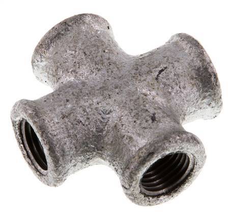 Rp 1/4'' Female Zinc plated Cast iron Cross 25 Bar [2 Pieces]