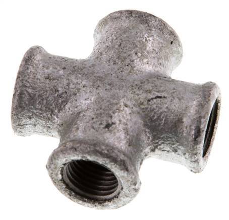 Rp 1/4'' Female Zinc plated Cast iron Cross 25 Bar [2 Pieces]