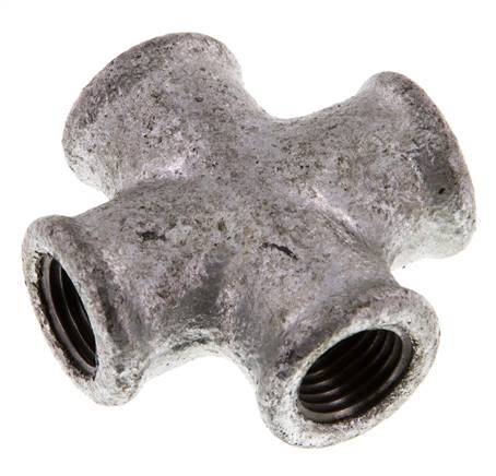 Rp 1/4'' Female Zinc plated Cast iron Cross 25 Bar [2 Pieces]