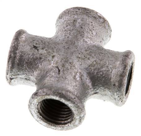 Rp 1/4'' Female Zinc plated Cast iron Cross 25 Bar [2 Pieces]