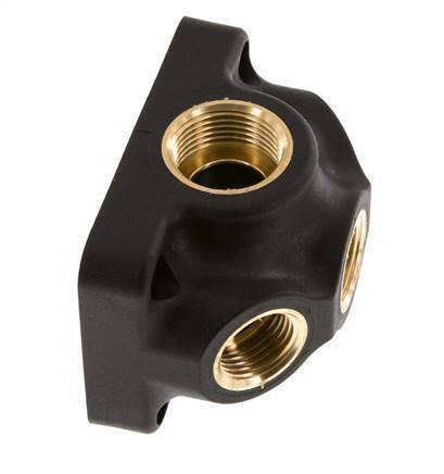 G 3/4'' x G 1/2'' Empalme de aire de plástico de 4 vías montado en la pared sin agujero pasante 15 Bar