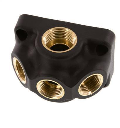 G 3/4'' x G 1/2'' Empalme de aire de plástico de 4 vías montado en la pared sin agujero pasante 15 Bar